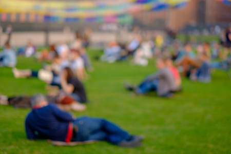 abstract blurry background with people in a parkの写真素材