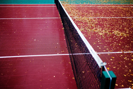 Empty plastic tennis court and net.の写真素材