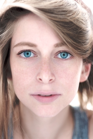 teen caucasian girl beauty face. Concept of natural make up for magazineの写真素材