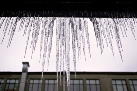 Long icicles fall from the roof on winter and early spring. It is a danger to people.