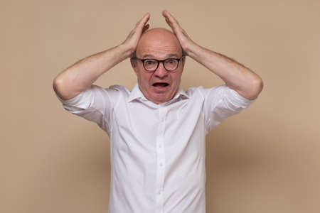 scream of shocked and scared young man
