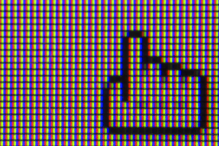 macro monitor pixels with the cursor in the shape of a handの写真素材