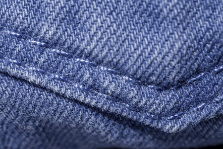 macro seam on the back pocket of blue jeansの写真素材