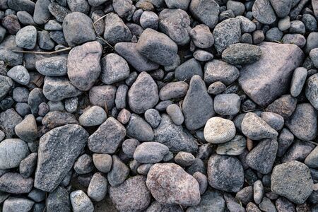 Stones lie on the seashore at sunset. Background.