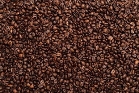 Coffee beans. Beautiful background. Copy space. Top view.の写真素材