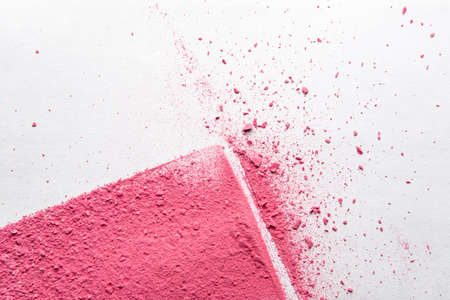 Bright red frame made of colorful powder and granules on a white background. Copy space. Top view.の写真素材