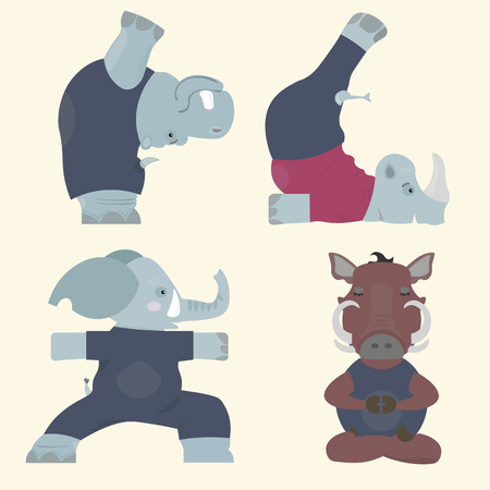 Animals and Yogaのイラスト素材