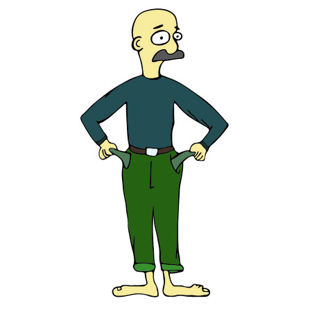 Poor man turns his pockets. Without money and work. Economic crisis.のイラスト素材
