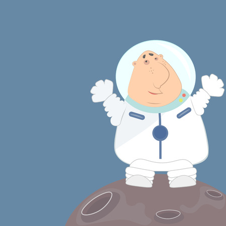 Funny astronaut in a white space suit waving his armsのイラスト素材