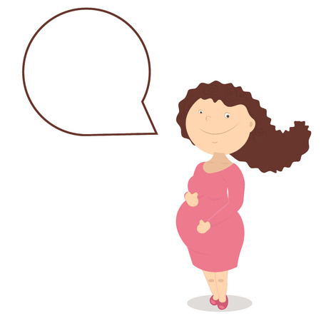 pregnant woman with cloud for text in the third trimesterのイラスト素材