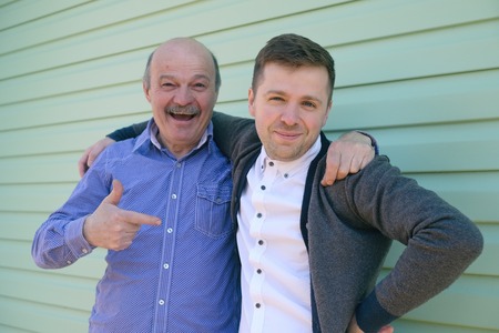 Portrait of father and sonの写真素材
