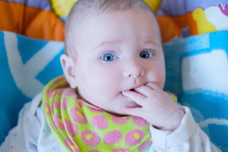 Portrait of the child with a finger in a mouth