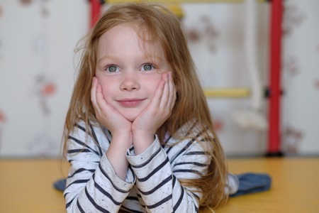 Portrait of caucasian small girlの写真素材