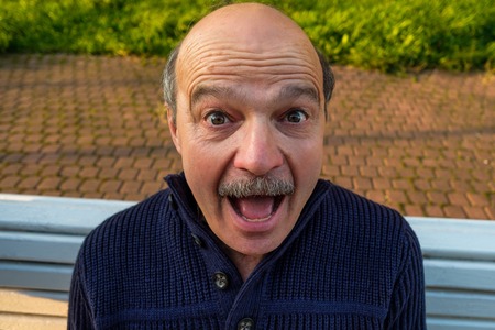 Portrait of shocked caucasian man.の写真素材