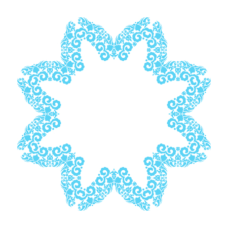Blue snowflake made with ornament elements for card designのイラスト素材