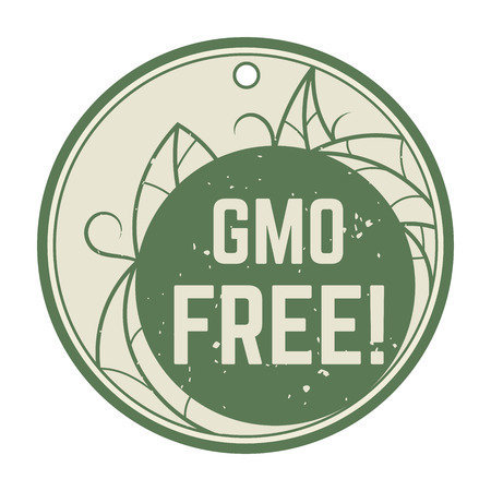Green retro gmo free stamp for food product. Healthy diet conceptのイラスト素材