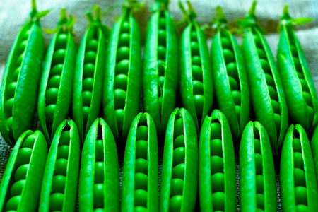 Fresh green peas vegetable background.の写真素材