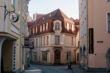 TALLINN, ESTONIA - FEBRUARY 06 2020: Old town of Tallinn, on spring sunny dayのeditorial素材