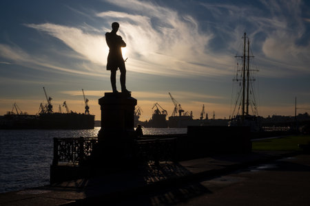 Saint-Petersburg,Russia November 12 2021:monument to Admiral Ivan Krusenstern head of first Russian round world expedition.のeditorial素材