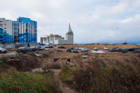 SAINT PETERSBURG, RUSSIA - November 20, 2021: View on a new district built on a new territory of western part of Vasilievsky Island Saint Petersburgのeditorial素材