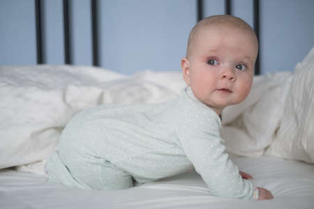 Adorable little baby portrait. Cute baby girl indoor