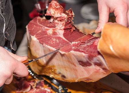 jamon serrano spanish ham iberico meatの写真素材