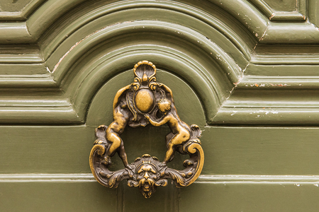Antique old gothic door handle or doorknobの写真素材