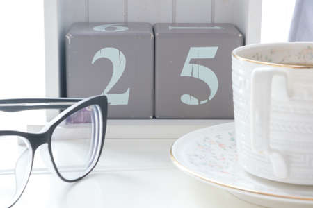 financial manager business accessories for office work glasses cup of coffee