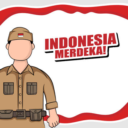 Hand drawn illustration of Indonesia independence day greeting card concept. Which is celebrated on August 17. (Translated: kemerdekaan indonesia)のイラスト素材