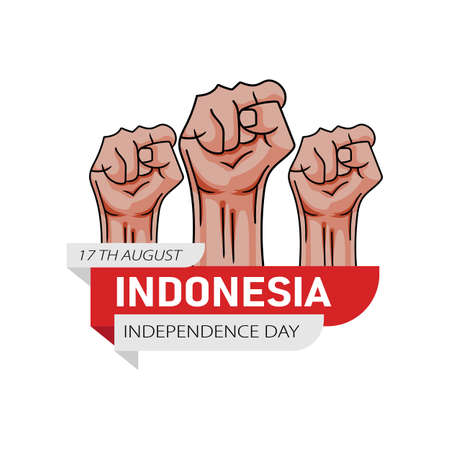 Hand drawn illustration of Indonesia independence day greeting card concept. Which is celebrated on August 17. (Translated: kemerdekaan indonesia)のイラスト素材