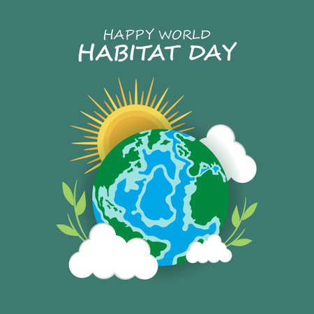Vector illustration for World Habitat Day. Can used for greeting card, banner, background.のイラスト素材