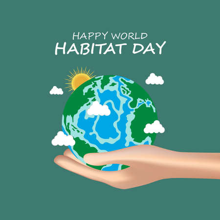 Vector illustration for World Habitat Day. Can used for greeting card, banner, background.のイラスト素材