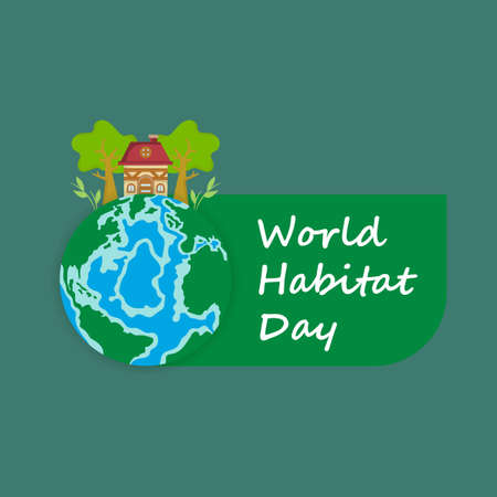 Vector illustration for World Habitat Day. Can used for greeting card, banner, background.のイラスト素材