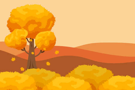 Autumn Background with Hand Drawn Autumn Text and Leaves around it. For Holiday sale Promo, Invitation card and Greeting cardのイラスト素材