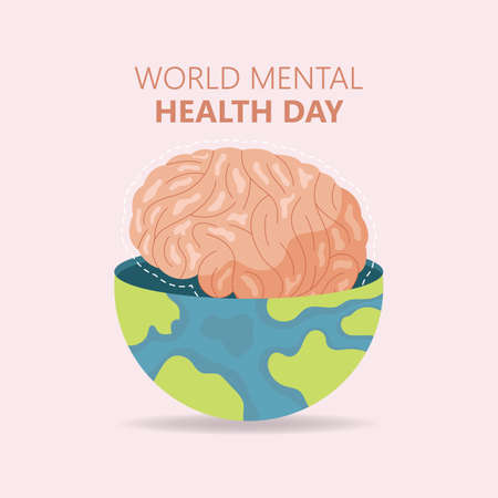 Hand drawn world mental health day. Vector Illustrationのイラスト素材