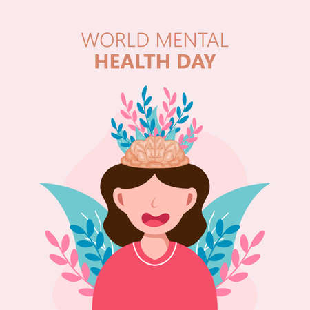 Hand drawn world mental health day. Vector Illustrationのイラスト素材