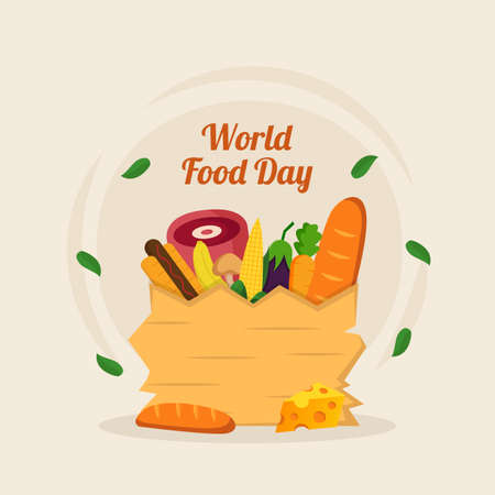 Hand drawn world food day. Vector Illustrationのイラスト素材