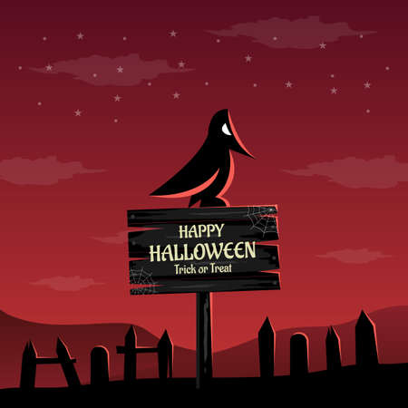 Flat design halloween background. Vector Illustrationのイラスト素材