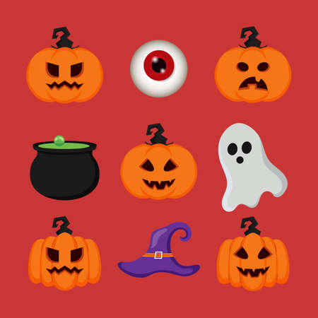 Flat design halloween background. Vector Illustrationのイラスト素材