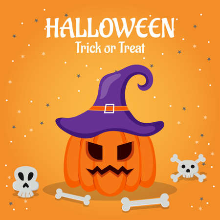 Flat design halloween background. Vector Illustrationのイラスト素材