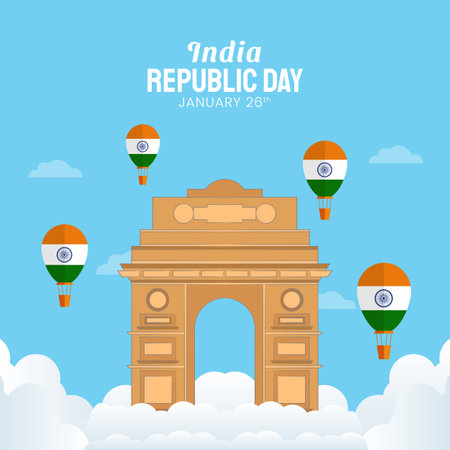 Hand drawn illustration of Indian Republic Day. Vector Illustrationのイラスト素材
