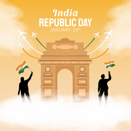 Hand drawn illustration of Indian Republic Day. Vector Illustrationのイラスト素材