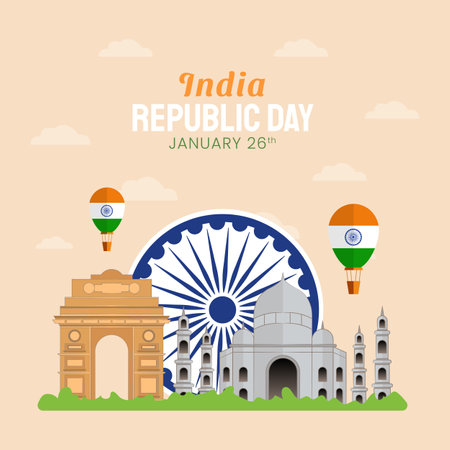 Hand drawn illustration of Indian Republic Day. vector illustrationのイラスト素材