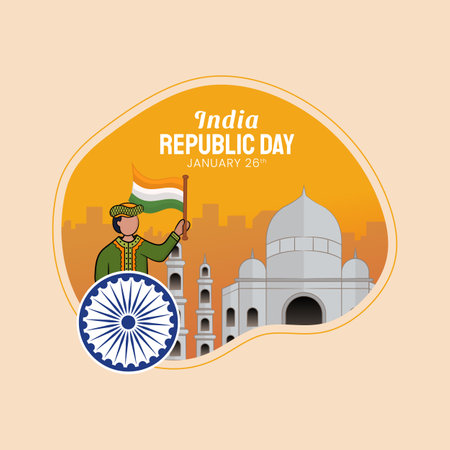Hand drawn illustration of Indian Republic Day. vector illustrationのイラスト素材