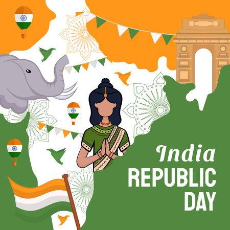 Hand drawn illustration of Indian Republic Day. vector illustrationのイラスト素材
