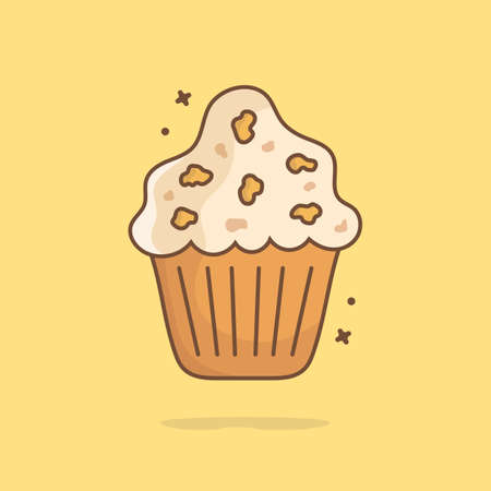 Cute cake cartoon illustration vector icon. Concept Premium Vector Food Icons Isolated.のイラスト素材