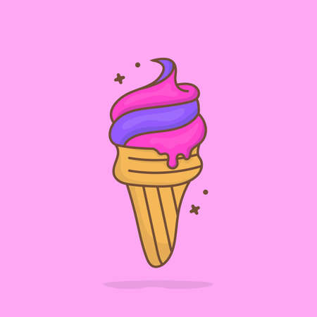Ice Cream Cartoon Vector Icon Illustration. Dessert Food Icon Concept Isolated Premium Vector.のイラスト素材