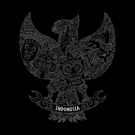 Illustration of happy pancasila day. translation: selamat hari lahir pancasila.のイラスト素材