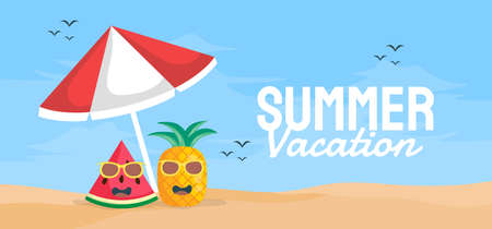 Summer banner template vector illustration for social media. Vectorのイラスト素材