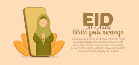 Eid Al Adha Celebration of Muslim holiday the sacrifice a camel, sheep and goat. Can used for landing page, template, ui, web, mobile app, poster, banner, flyer, background. Vector Illustrationのイラスト素材